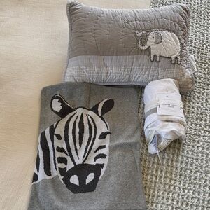 Pottery Barn Kids pillows and diaper caddy cover, New